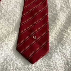Dior Red and Gold Silk Tie Accessories